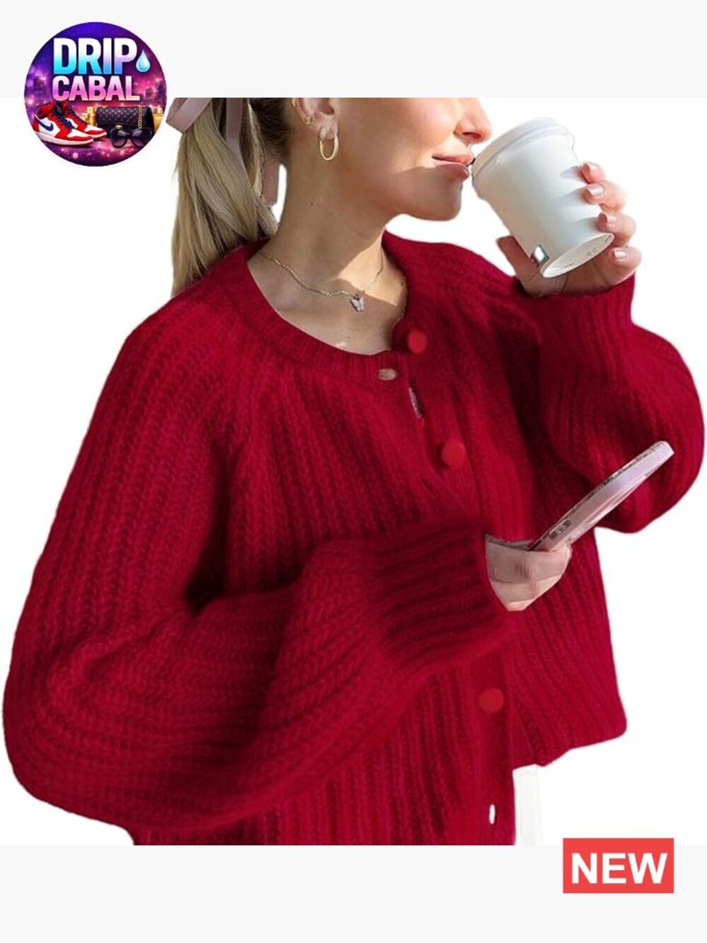 Button Down Open Front Chunky Knit Cardigan Cropped Long Sleeve Outerwear